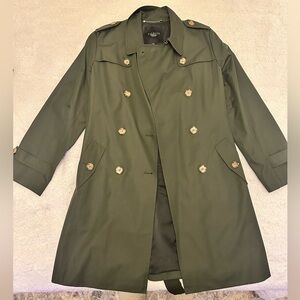 Talbot Olive Green Trench Coat with Tortoise Shell Buttons